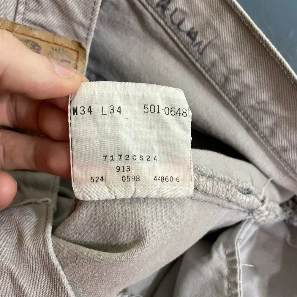 VTG Levi's 501 0648 Light Gray Denim Jeans Made in USA Men's 34x34 (fit 33x33)